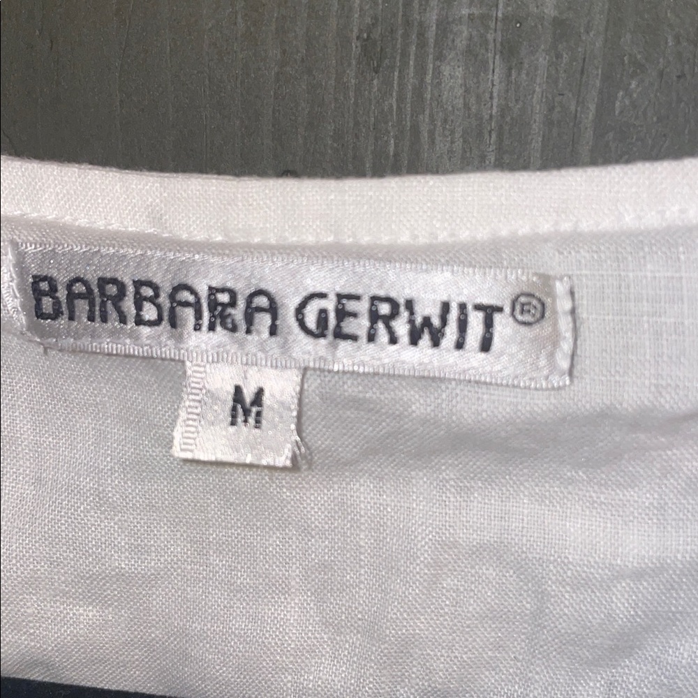 White Embroidered Women's Top beaded 100%linen - Picture 7 of 10